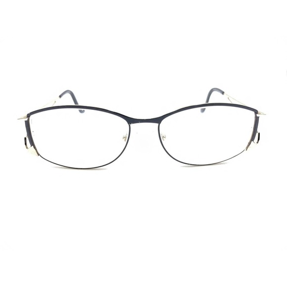 St. Moritz Erika Black Gold Rectangle Eyeglasses Frames 54-15 135 Designer - Picture 6 of 12